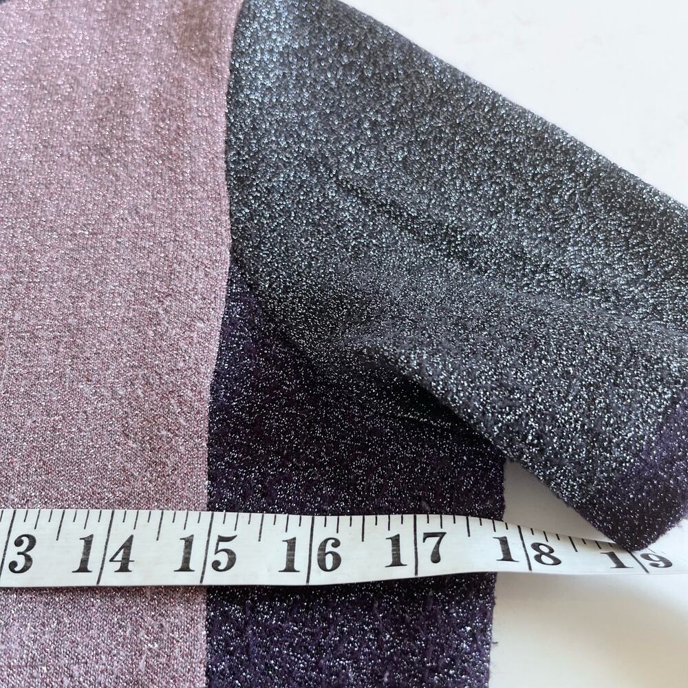HUGO BOSS Colorblock Top Sweater Pink Purple Black Metallic Wool Blend Large - Picture 9 of 9